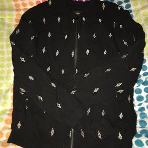 Black and gold bomber jacket